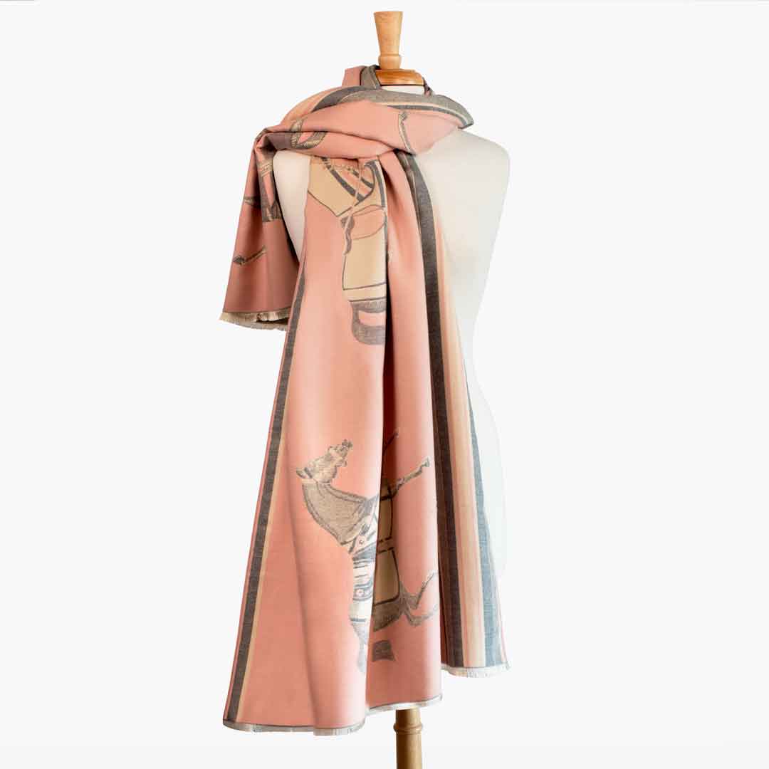 Equus -  Blush Pink Equestrian Motif Luxe Shawl