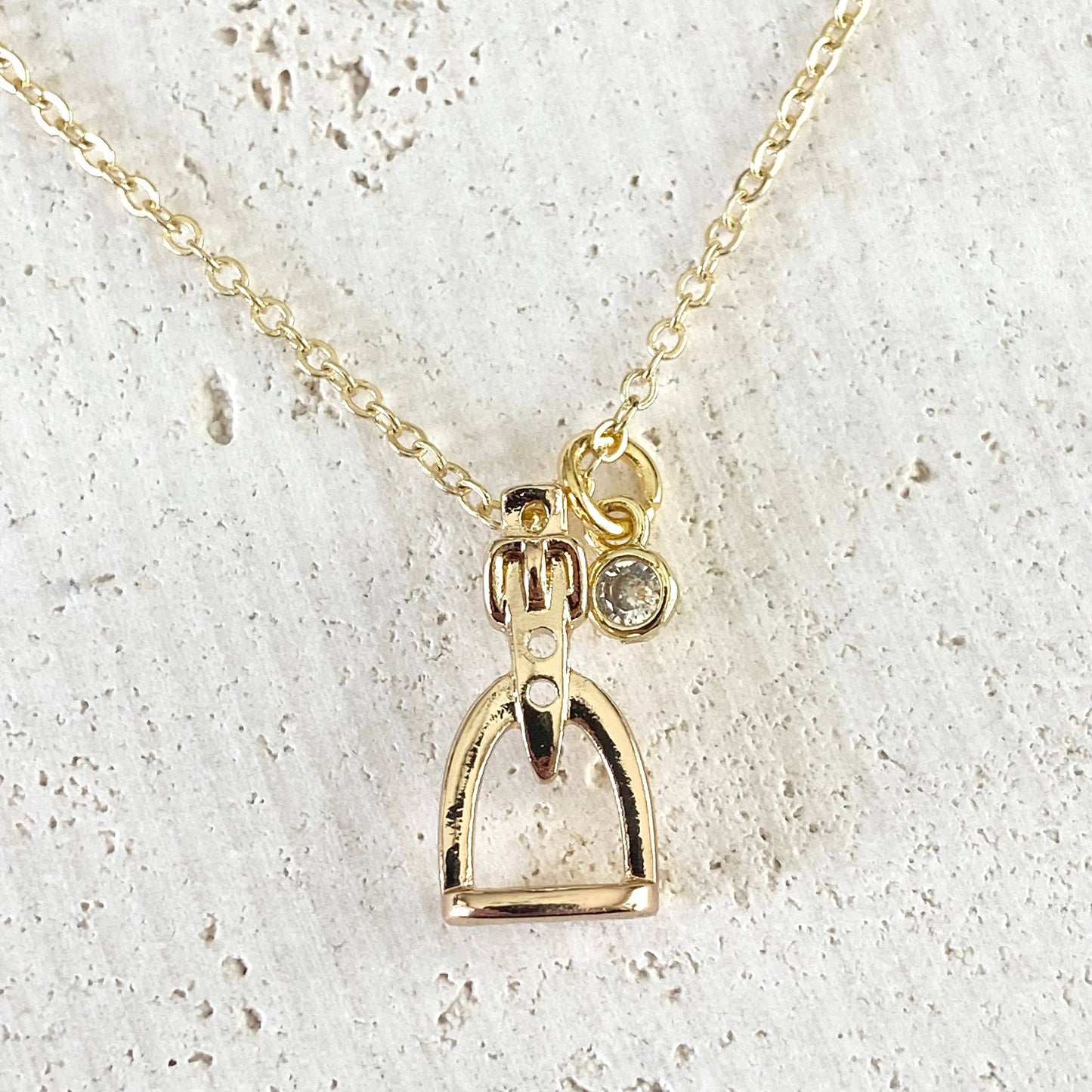 Horse jewelry stirrup necklace, equestrian, derby