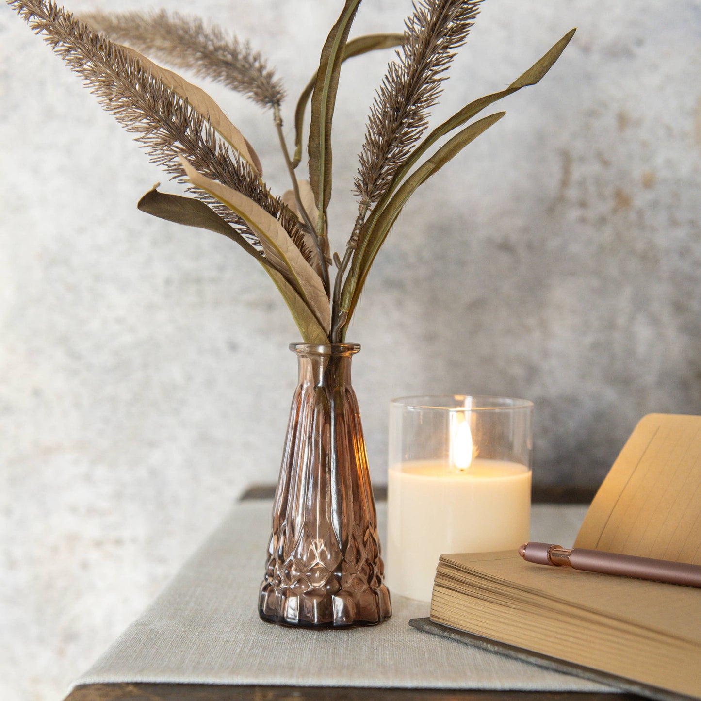 5.25" AMBER TAPERED GLASS BUD VASE