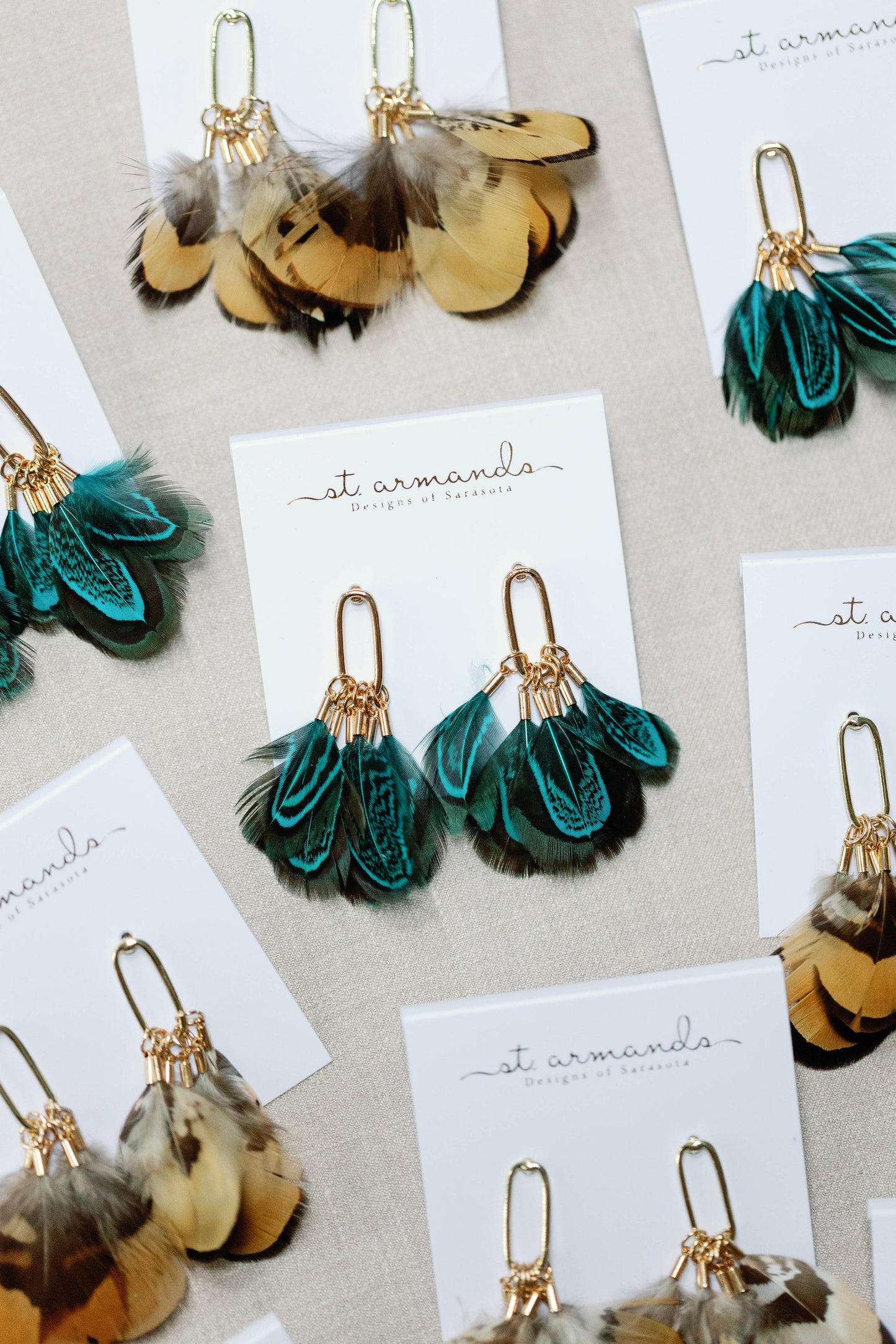 Peacock Feather Fall Statement Tassel Earrings