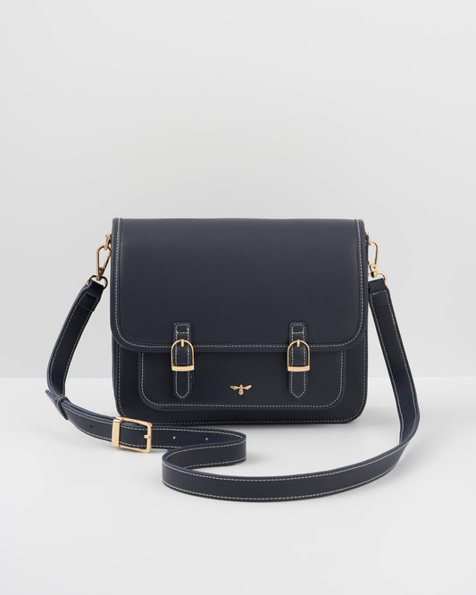 Running Bunny Ditsy Navy Satchel