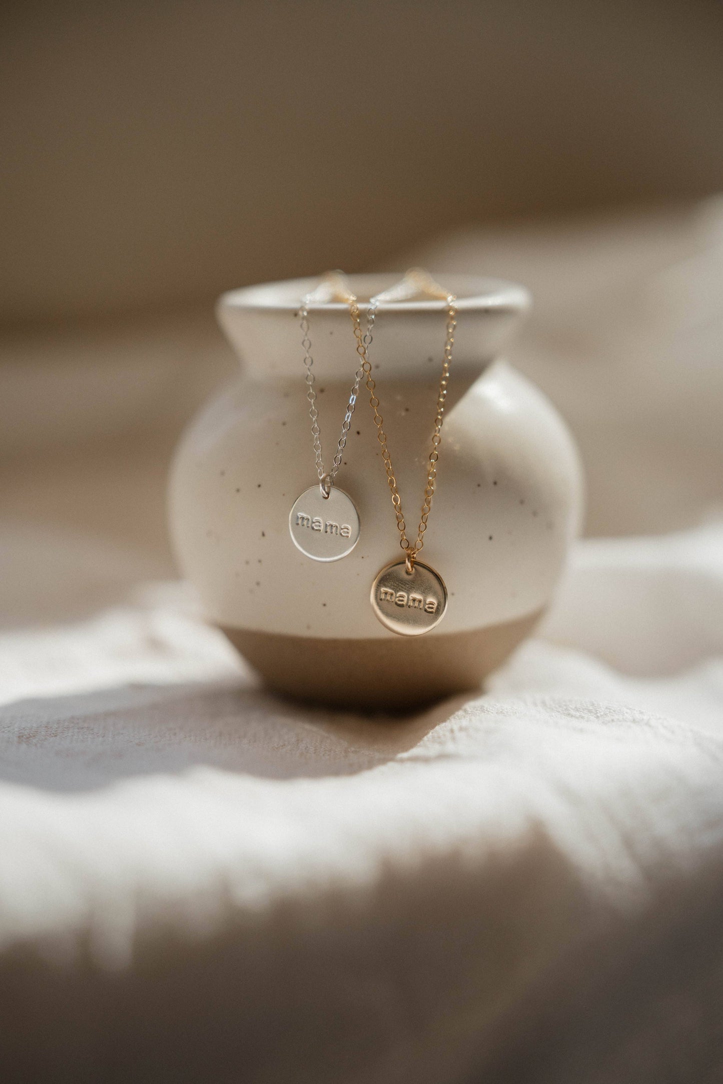 Mama Disc Necklace | 14k Gold Fill & Sterling Silver