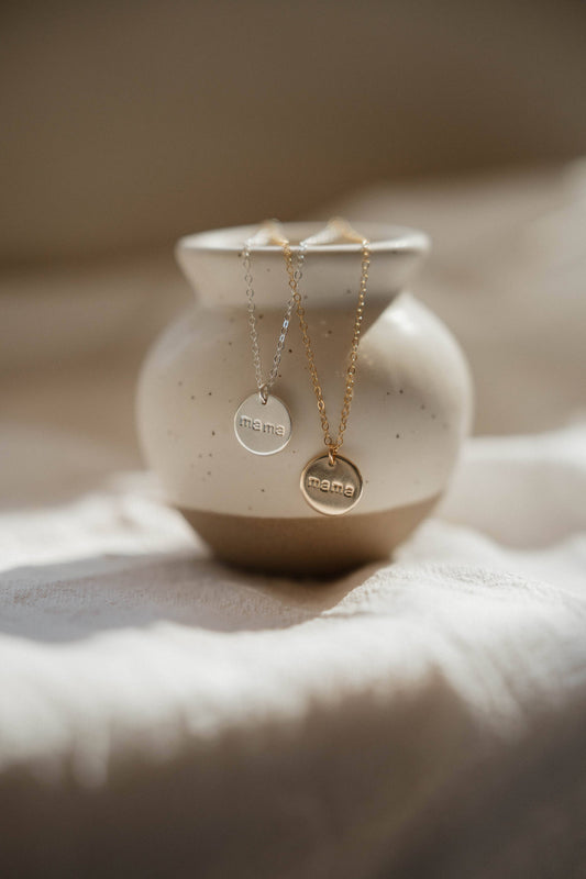 Mama Disc Necklace | 14k Gold Fill & Sterling Silver