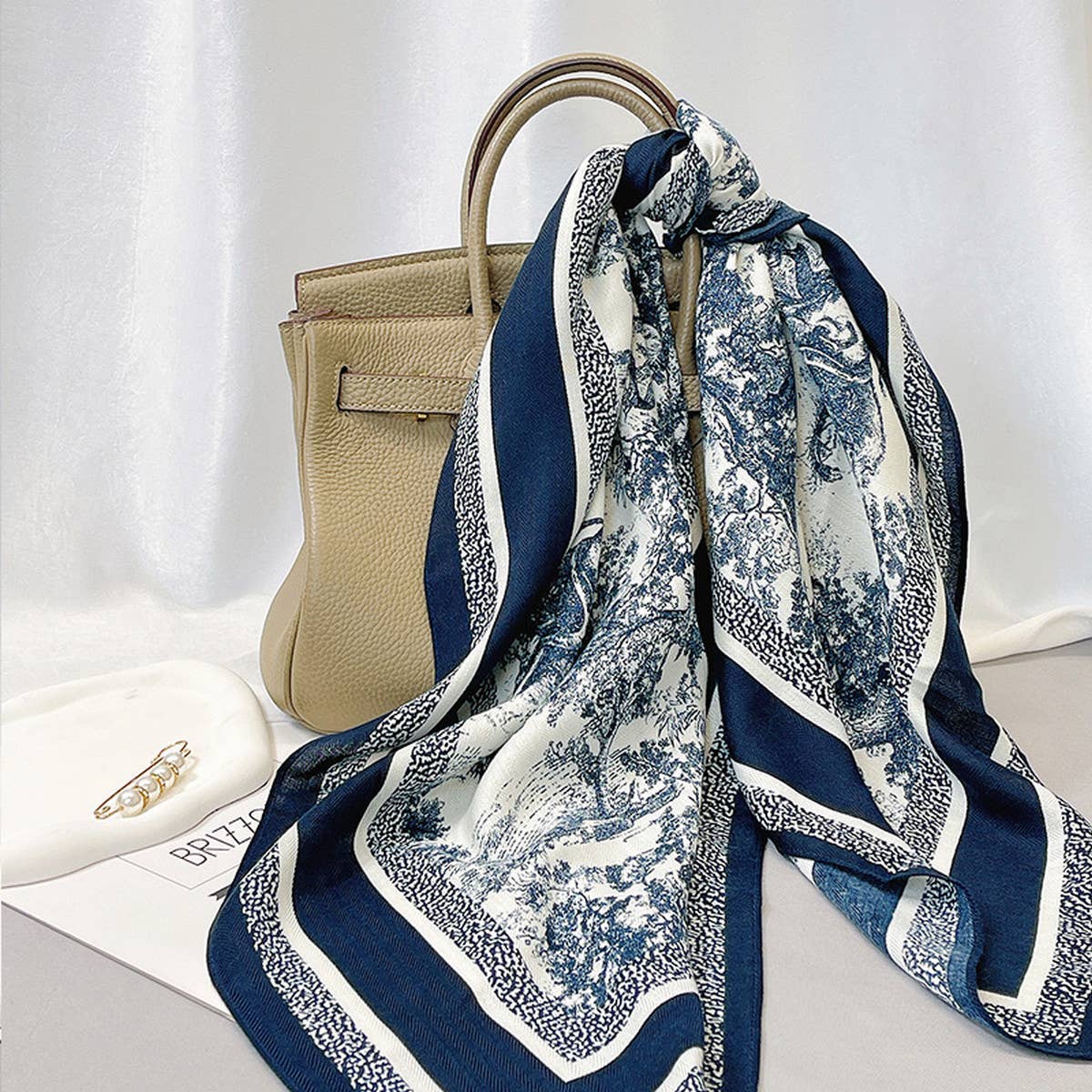 Ink Art Velvet Scarf – Winter Square Shawl 90cm_CWASC0888