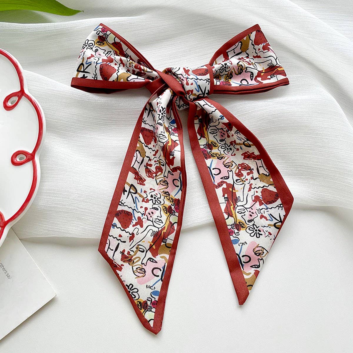 Red Skinny Twilly Scarf – Hair  Ribbon Accessory_CWASC1981