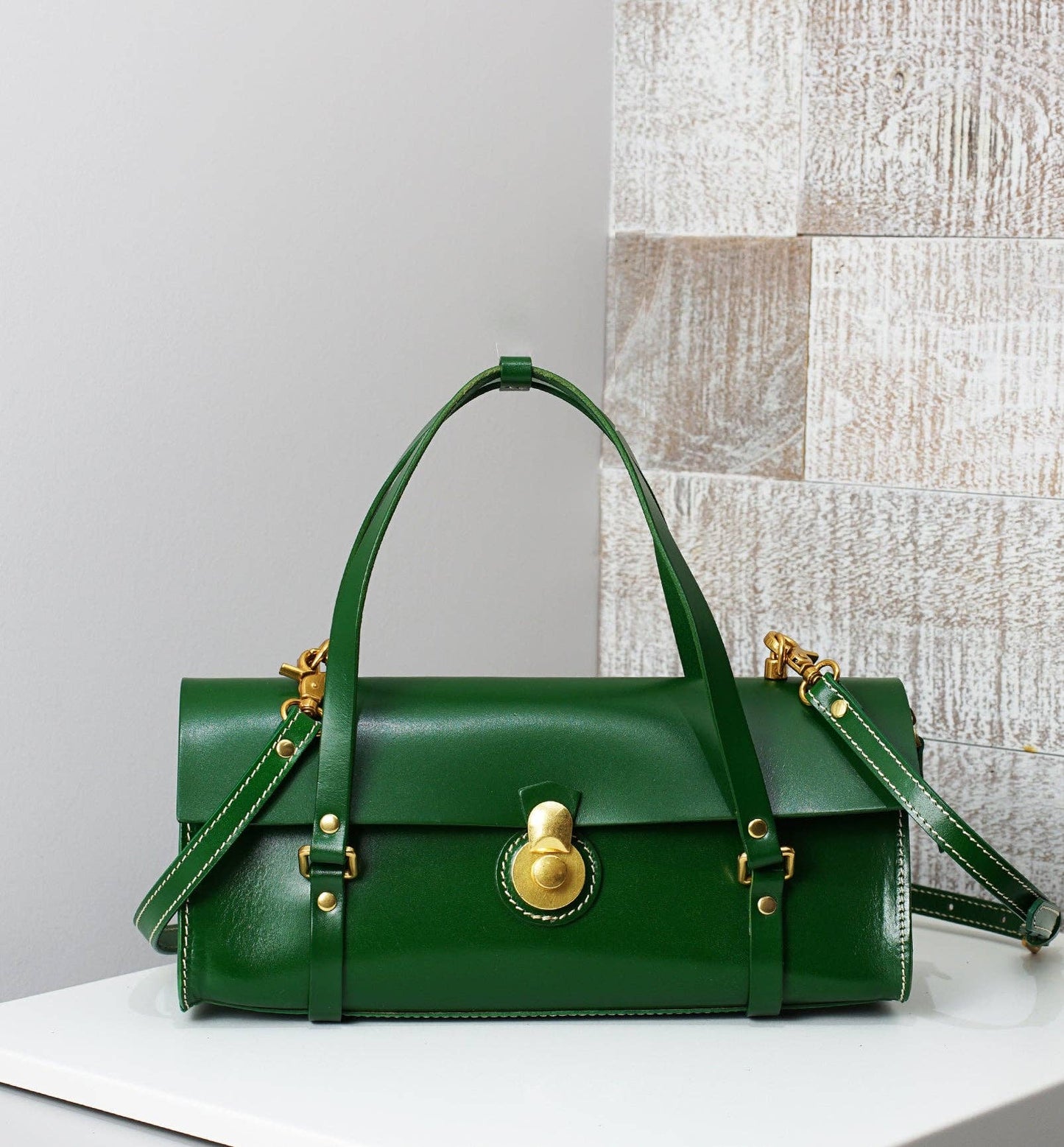 Vive 2.0 Classic Baguette Satchel- Pine Green