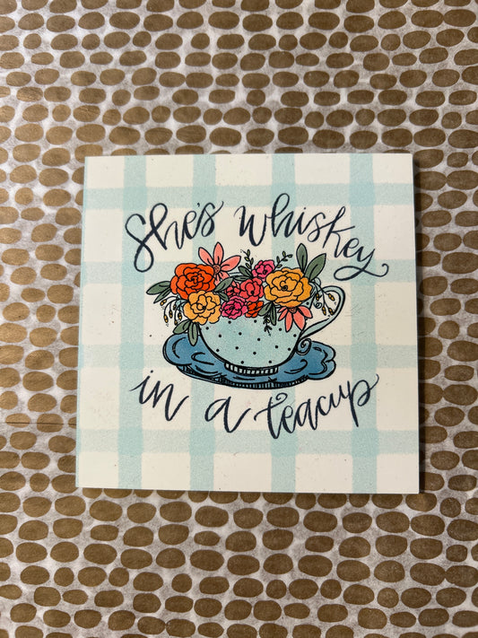 DBR Whiskey in a Tea Cup Coaster Set