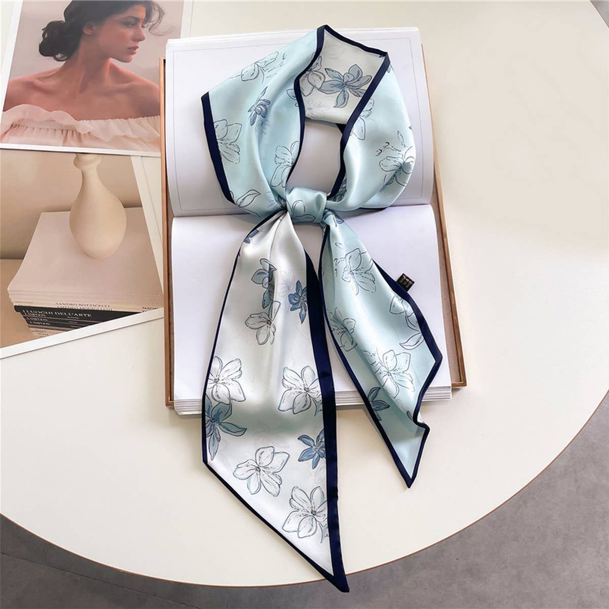 FASHIONABLE DOUBLE-LAYER RIBBON ANGLED HEAD SCARF_CWASC1515