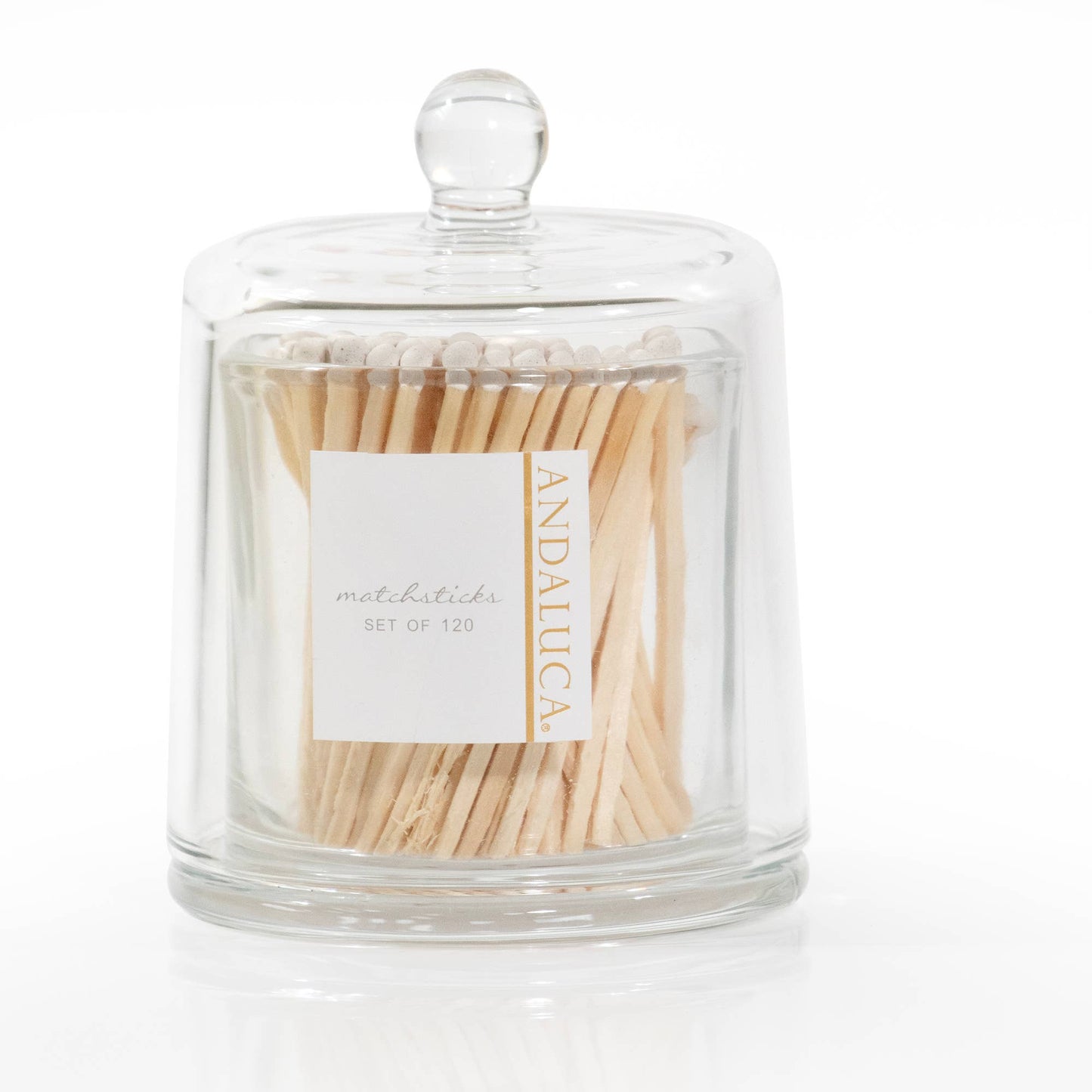 Glass Jar with Lid & 120 Wooden White Matches