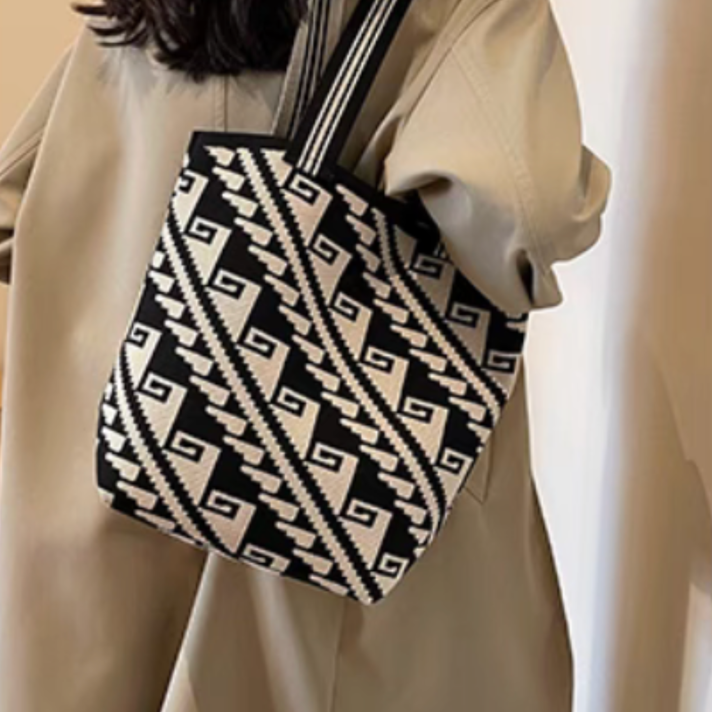 Stylish Knitted Tote Bag- Lightweight  Foldable Shopping Bag