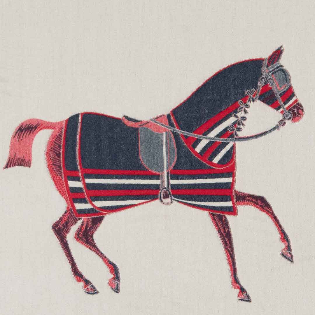 Equus -  Crimson Equestrian Motif Luxe Shawl