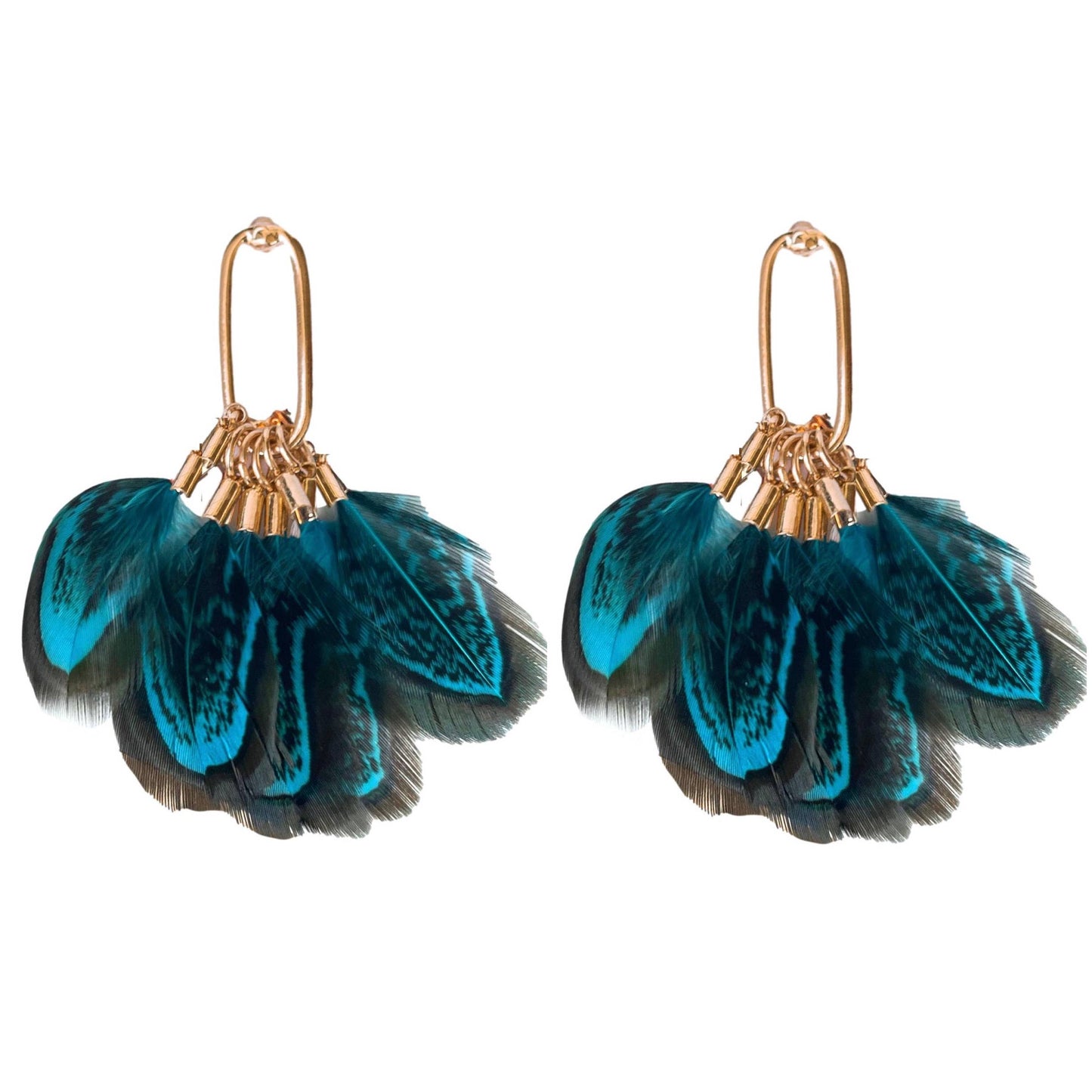 Peacock Feather Fall Statement Tassel Earrings