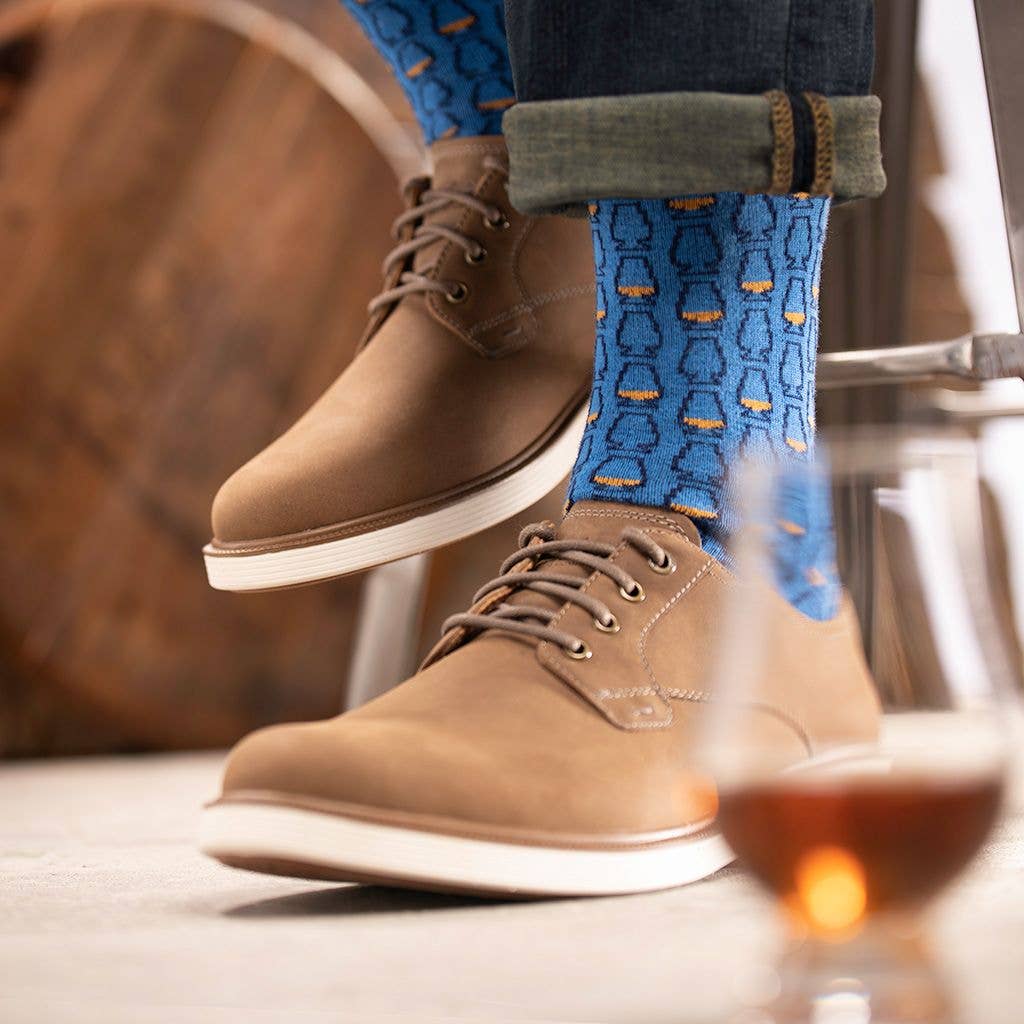 Glencairn Whiskey Glasses Socks - Sky Blue + Navy