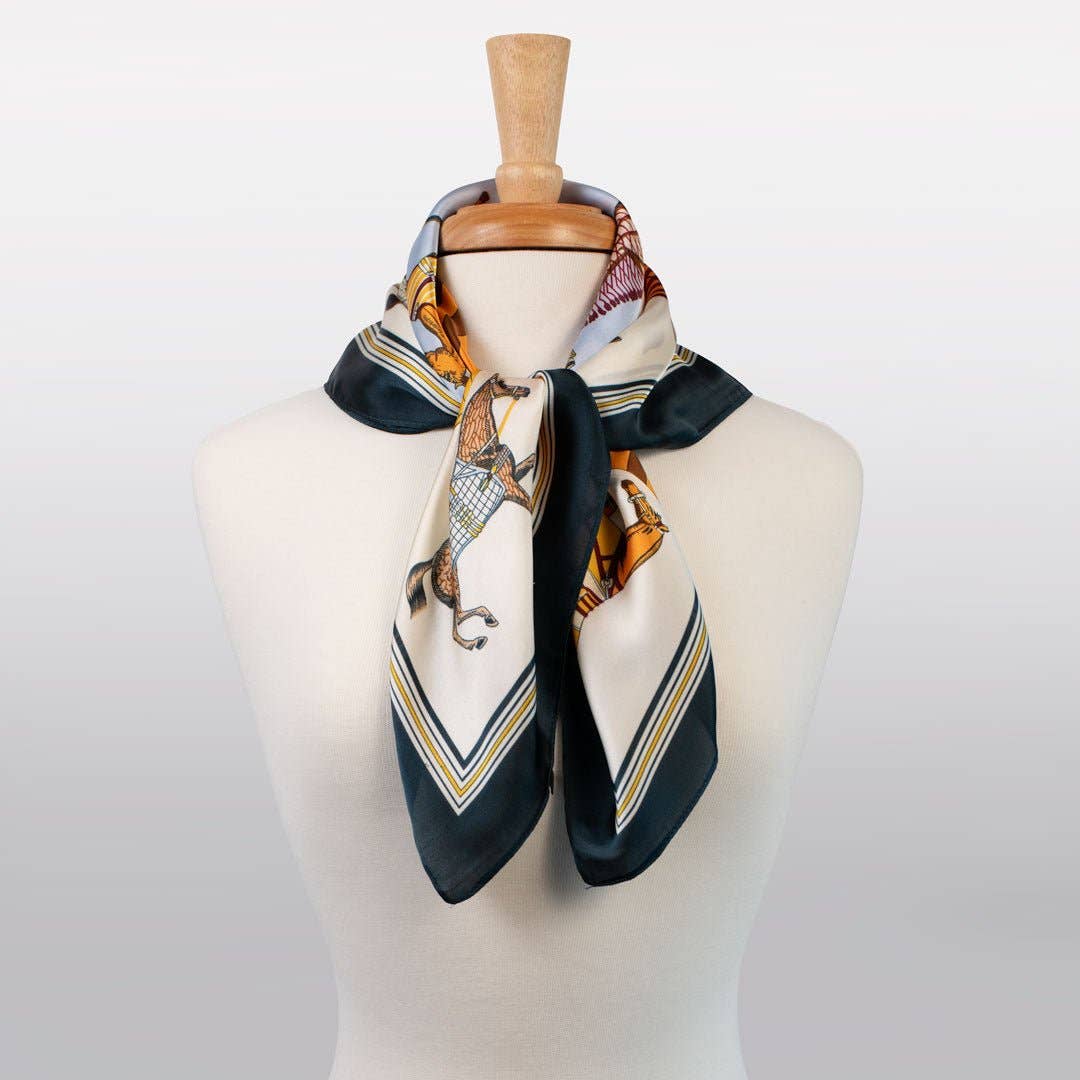 Signature - Stylized Equestrian Scarf in Deep Blue