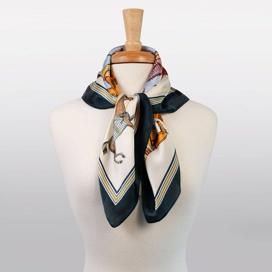 Signature - Stylized Equestrian Scarf in Deep Blue