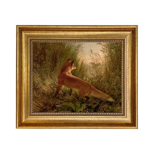 Fox Flushing Ducks Vintage Framed Painting Print on Canvas