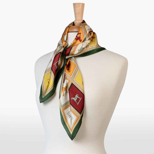 Pony Club - Stylized Equestrian Scarf in Saffron and Charcoal