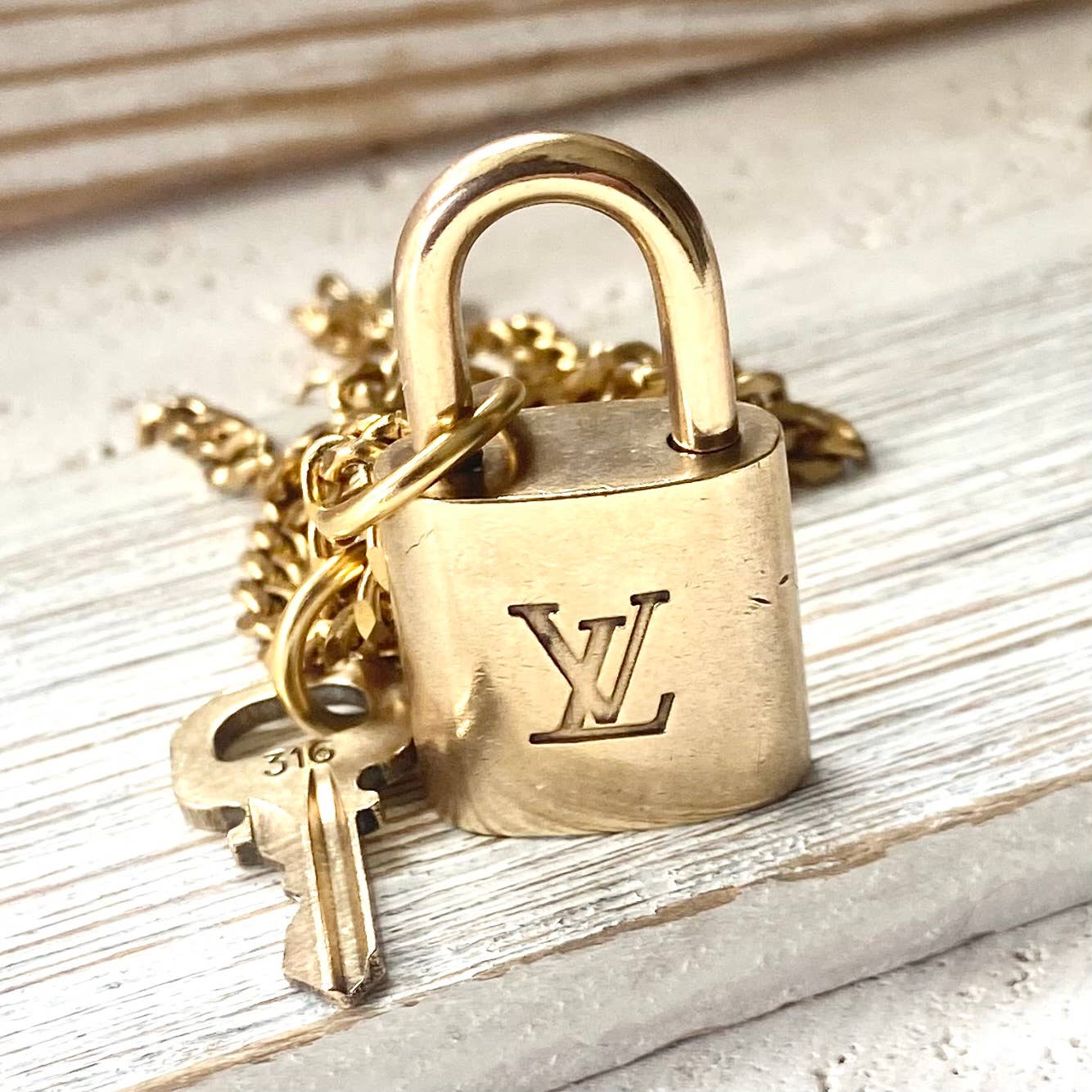 Louis Vuitton upcycled repurposed lock key necklace 