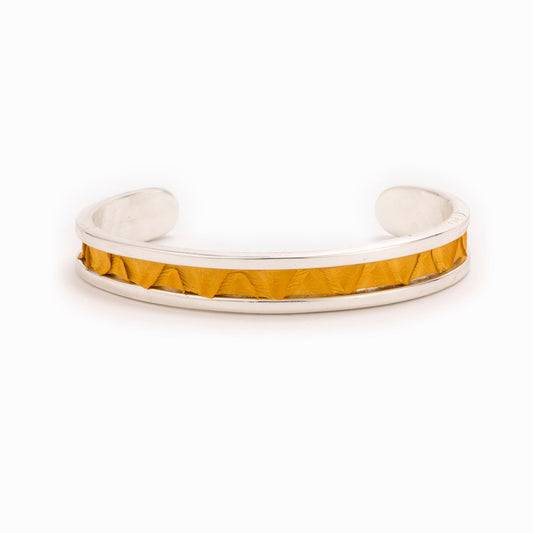 T&T silver with mustard python skin cuff