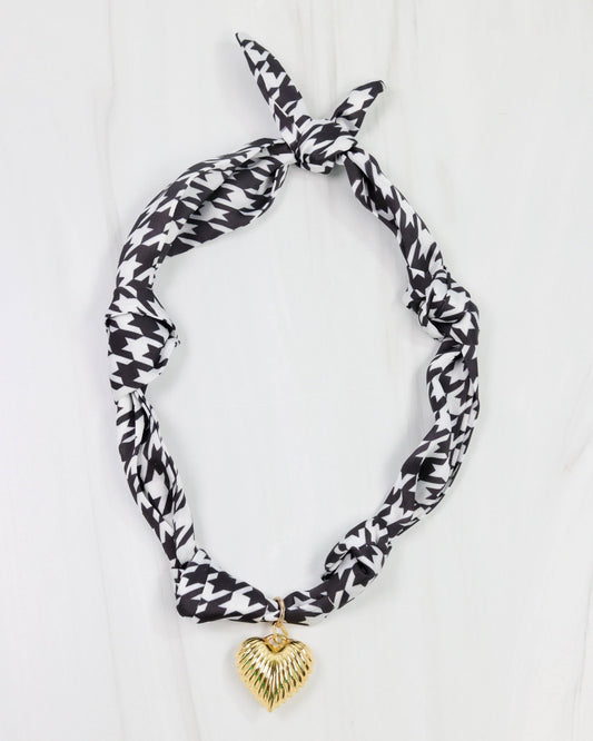 Serafina Scarf Charm Necklace Black White
