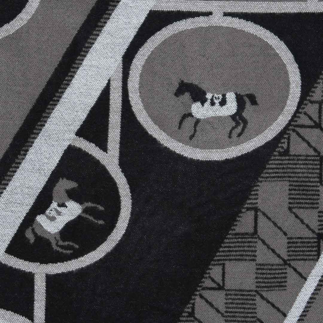 Adina -  Equestrian Motif Shawl in Charcoal Wrap