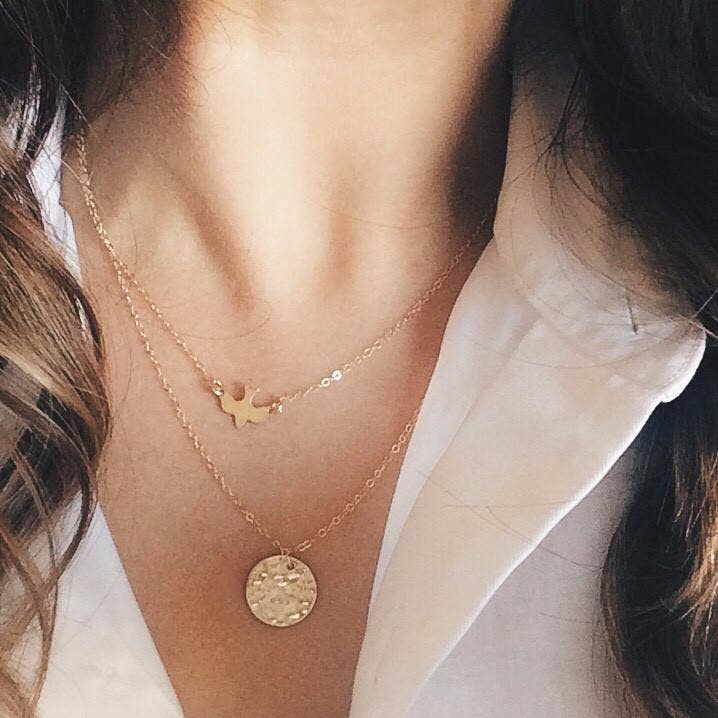 Bird Necklace | 14k Gold Fill & Sterling Silver