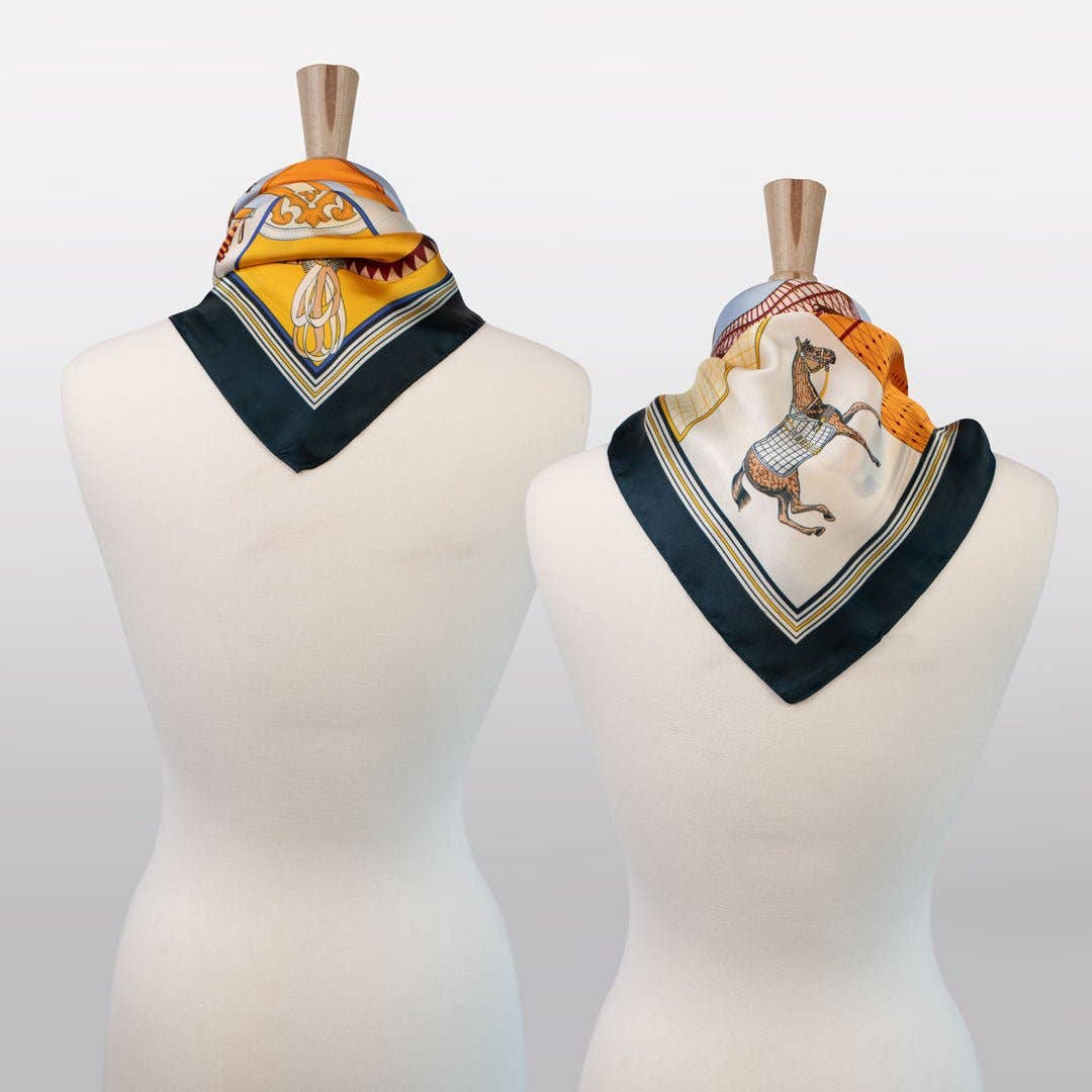 Signature - Stylized Equestrian Scarf in Deep Blue