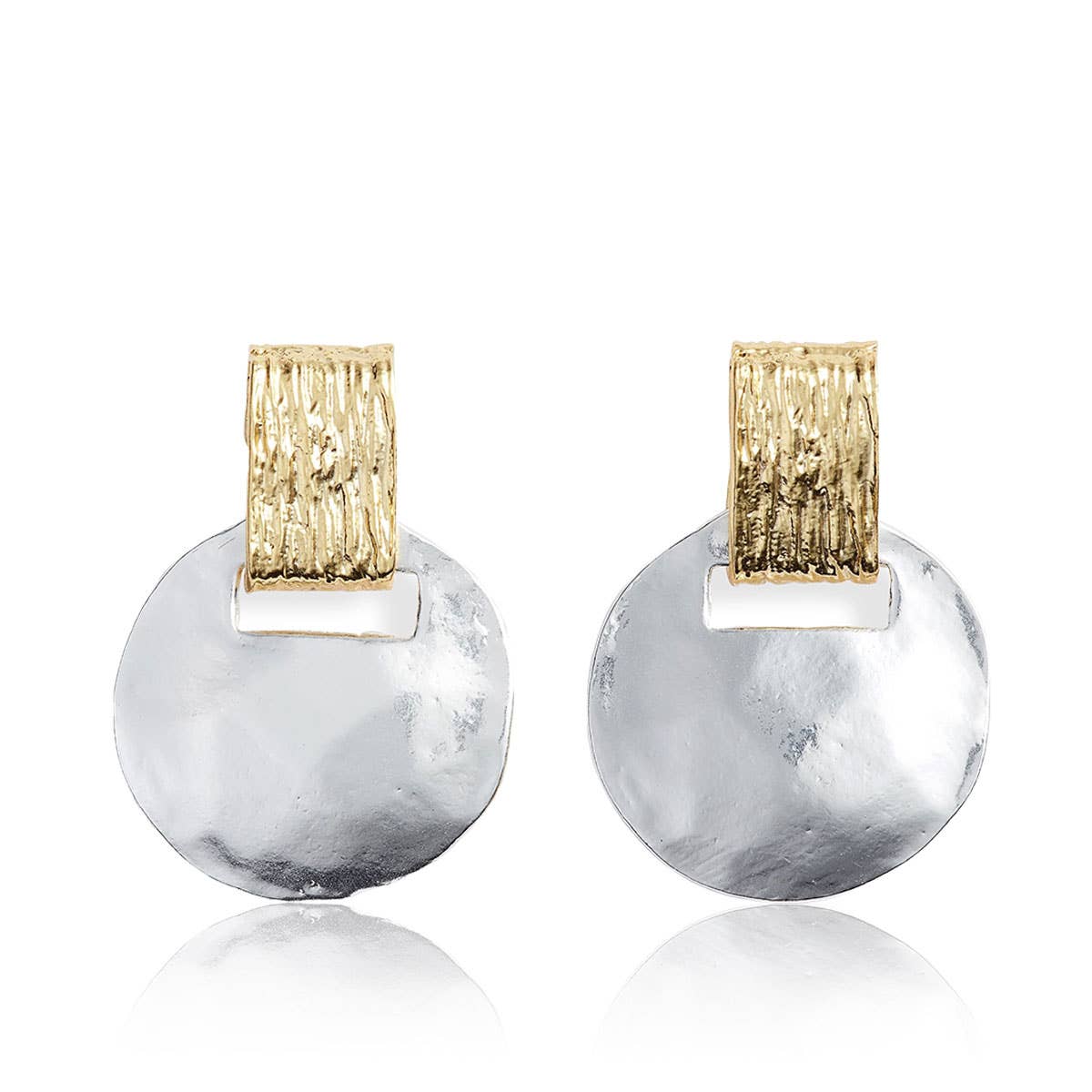 Mixed Metal Short Drop Earrings