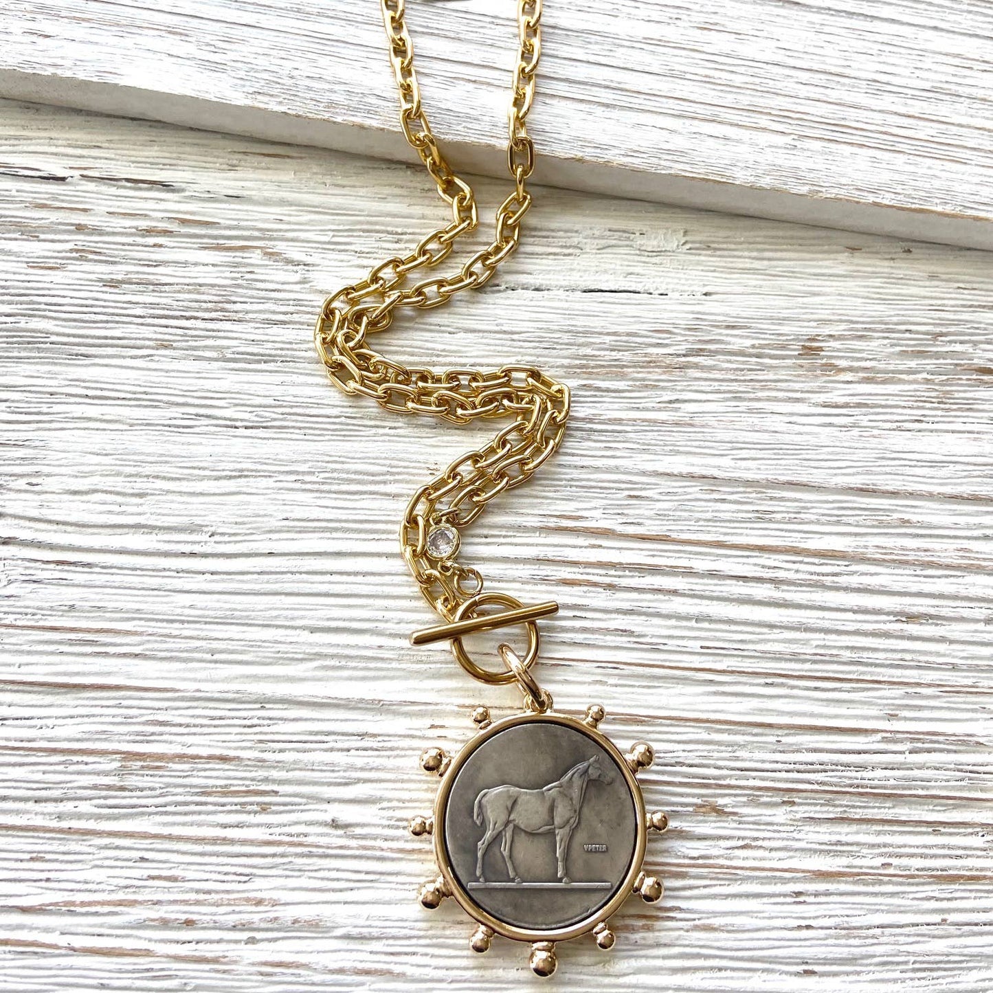 Coin necklace french medallion jewelry  boutique salon