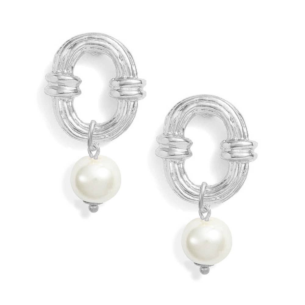 Creamy White Pearl Drop Ornamented Link Necklace