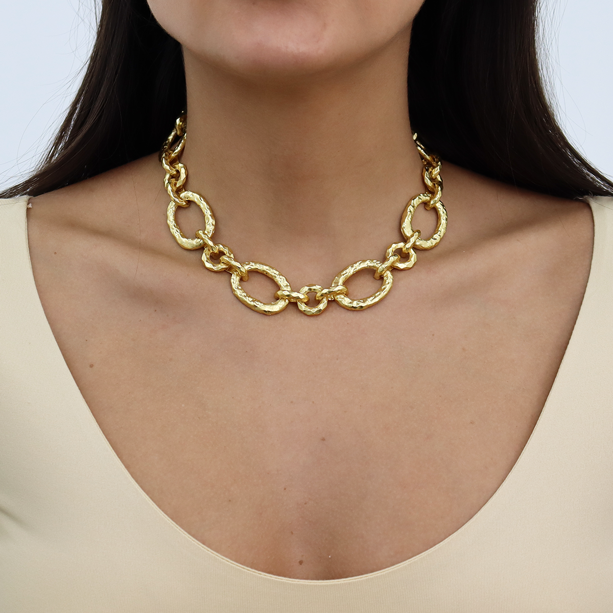 Hammered Link Collar Necklace