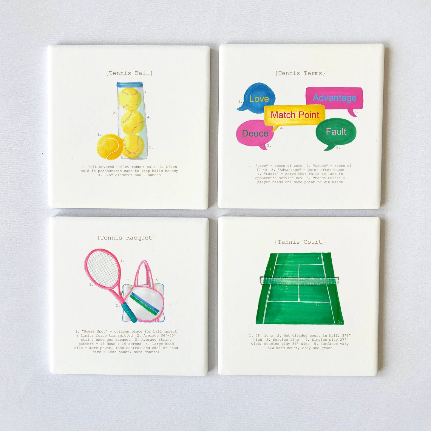 Tennis Analysis Square Coaster Set