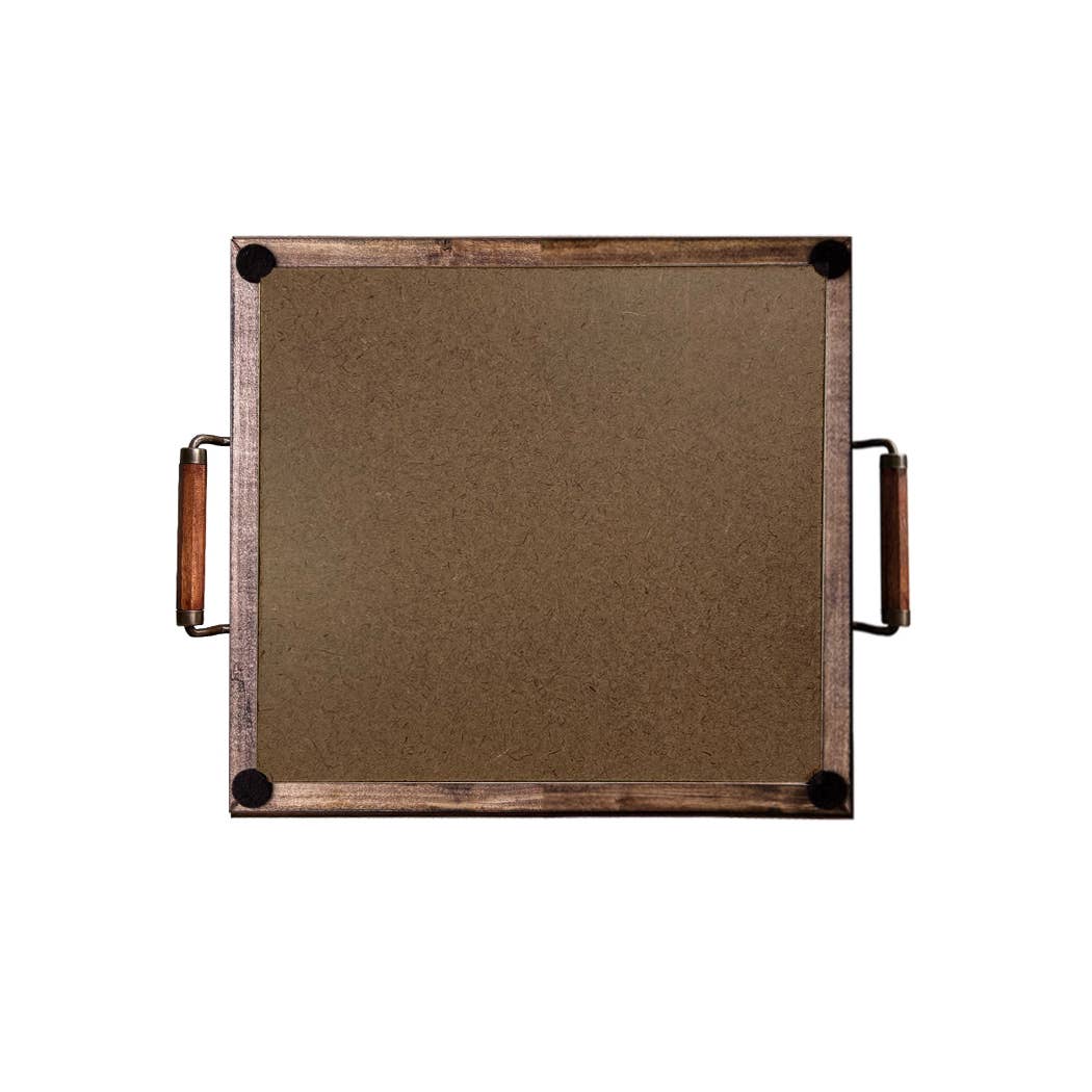 Vintage Style Red Toile Equestrian Fabric Print Wood Tray