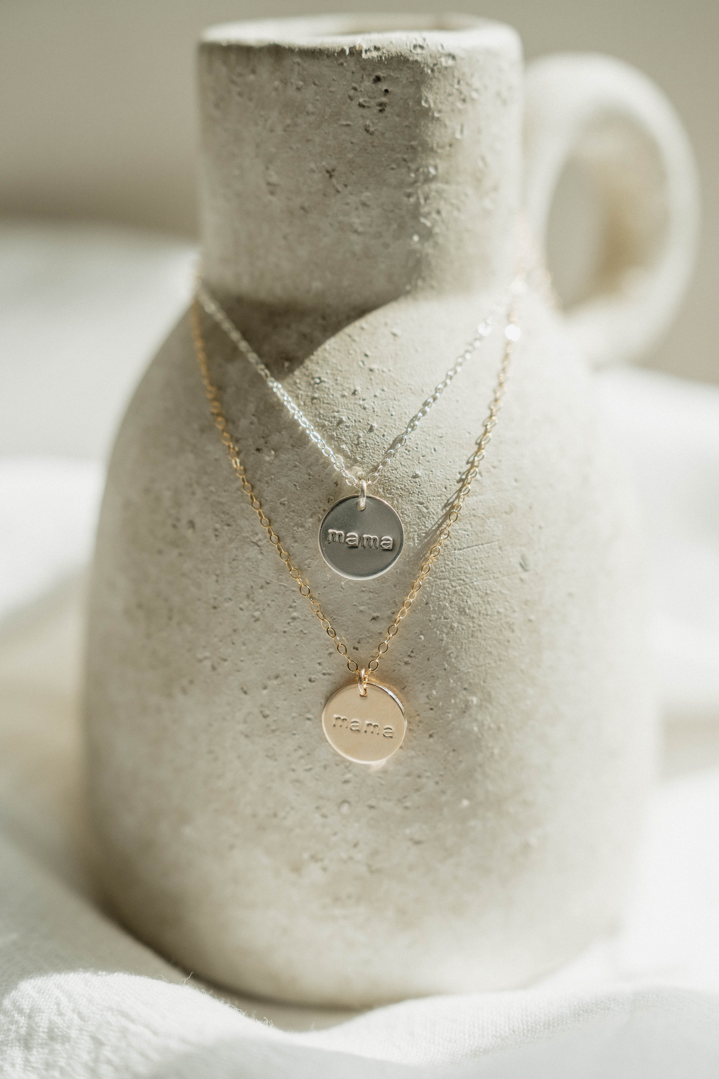 Mama Disc Necklace | 14k Gold Fill & Sterling Silver