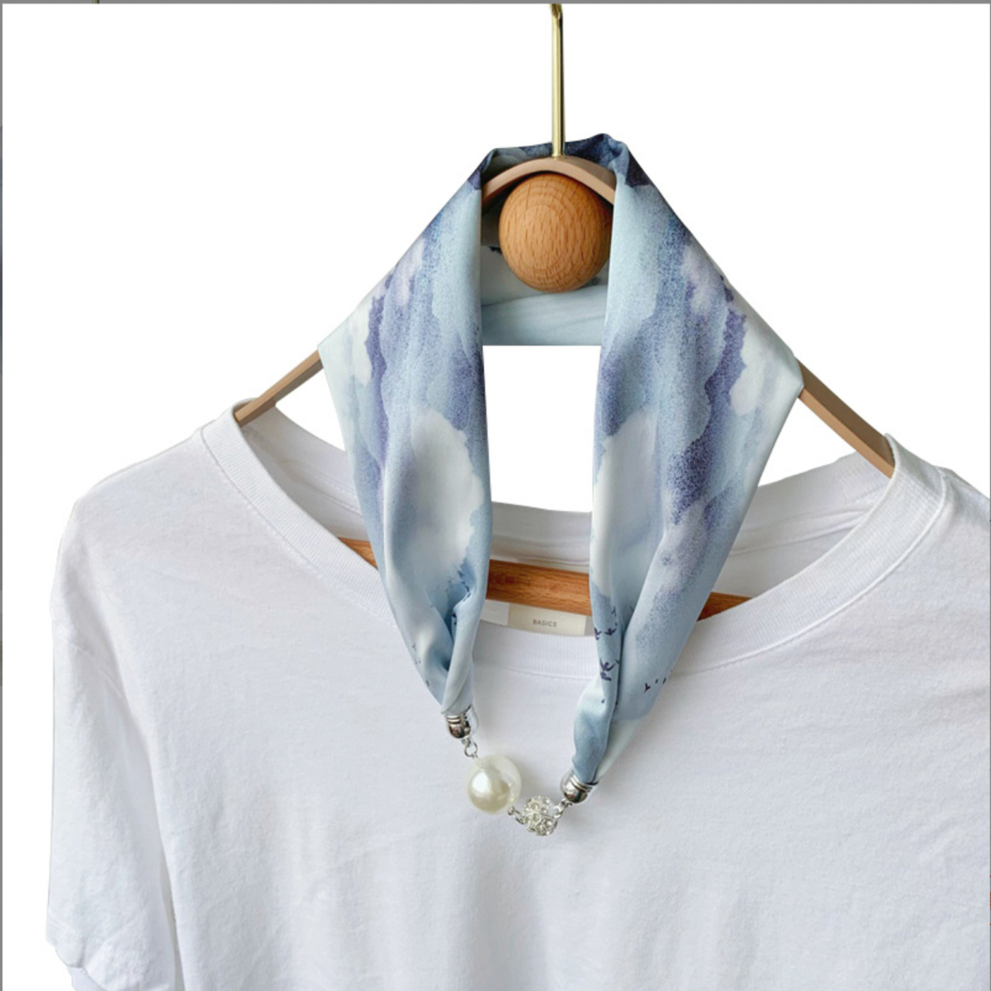 Pearl-Embellished Scarf Necklace – Fashion Accessory Women