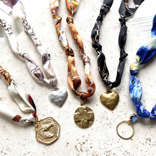 Scarf necklace knotted Lord’s Prayer Van Gogh starry night