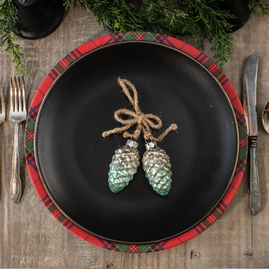 SILVER FROSTED BLUE PINECONE ORNAMENT