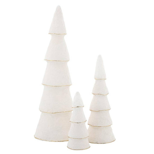 Paper-Mache Trees - Ivory - Set of 3