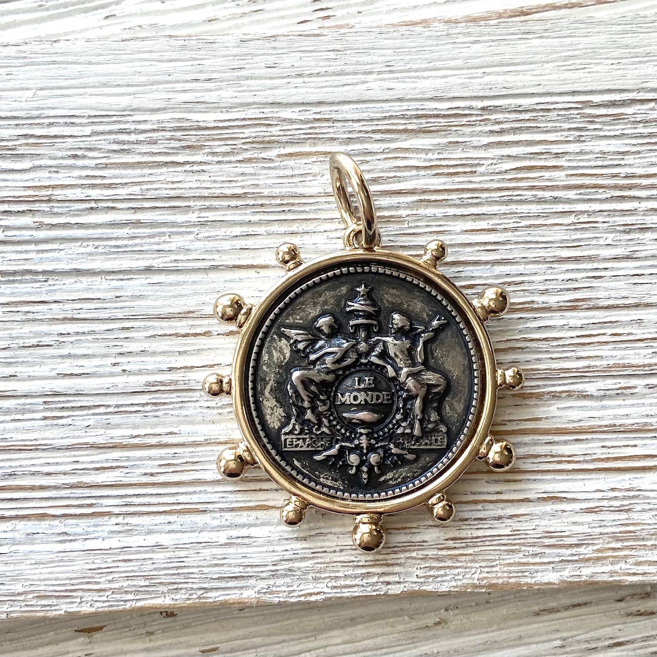 Coin necklace french medallion jewelry  boutique salon