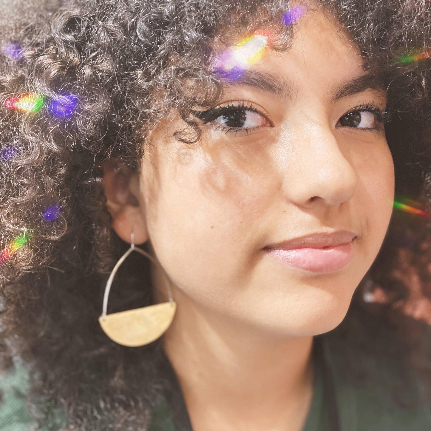 Mixed Metal Semicircle Earrings- Large
