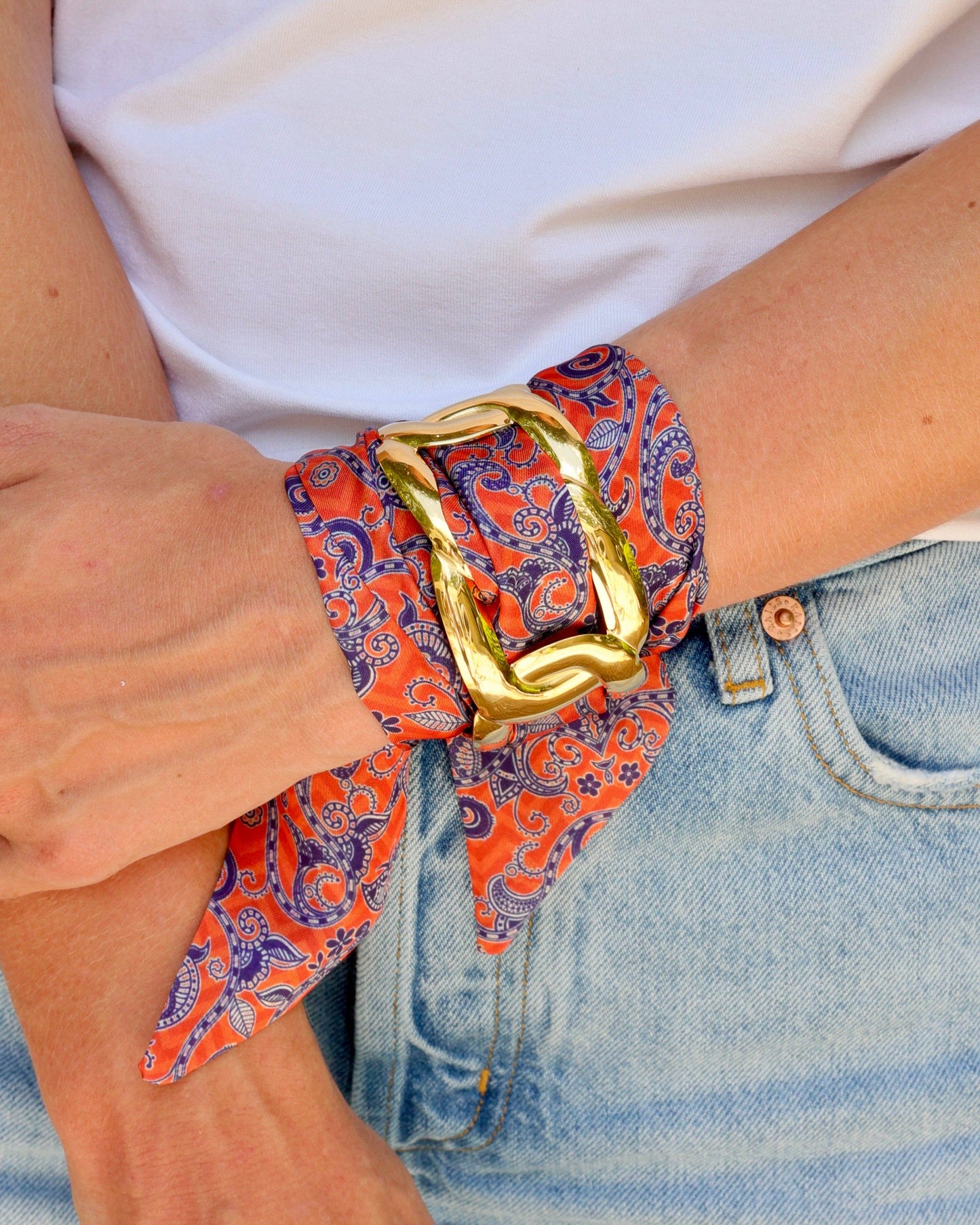 Serafina Scarf Bracelet Blue Orange