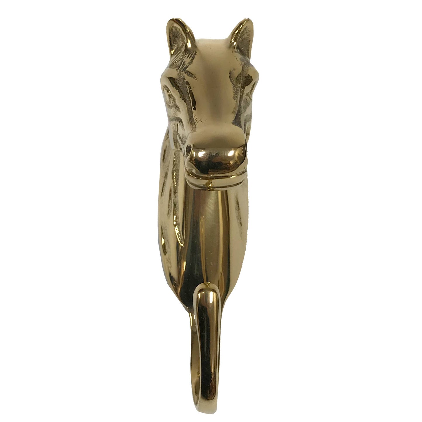 6" Solid Textured Polished Brass Horse Head Hanger