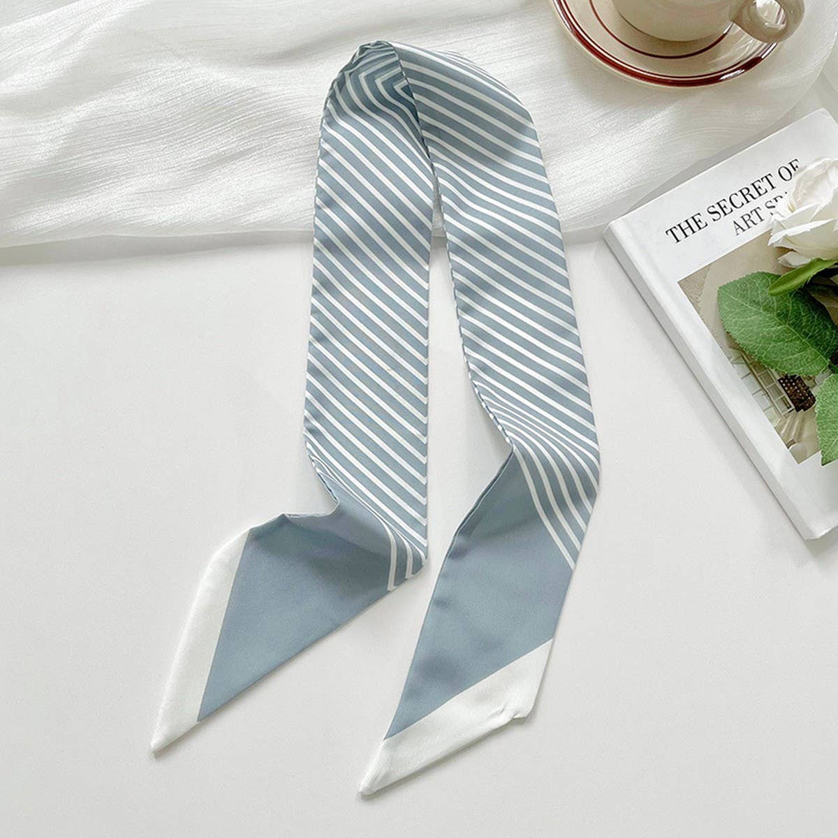 Striped Skinny Scarf Hair Tie Bag Ribbon WrapStrip_CWASC1979