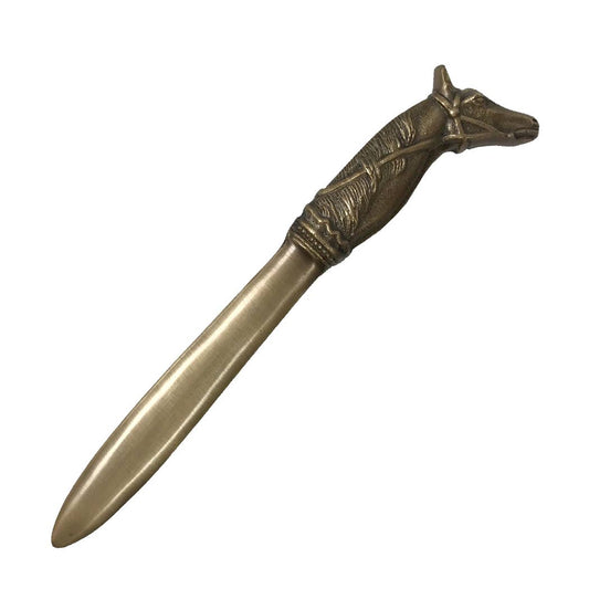 9" Solid Brass Antiqued Horsehead Letter Opener