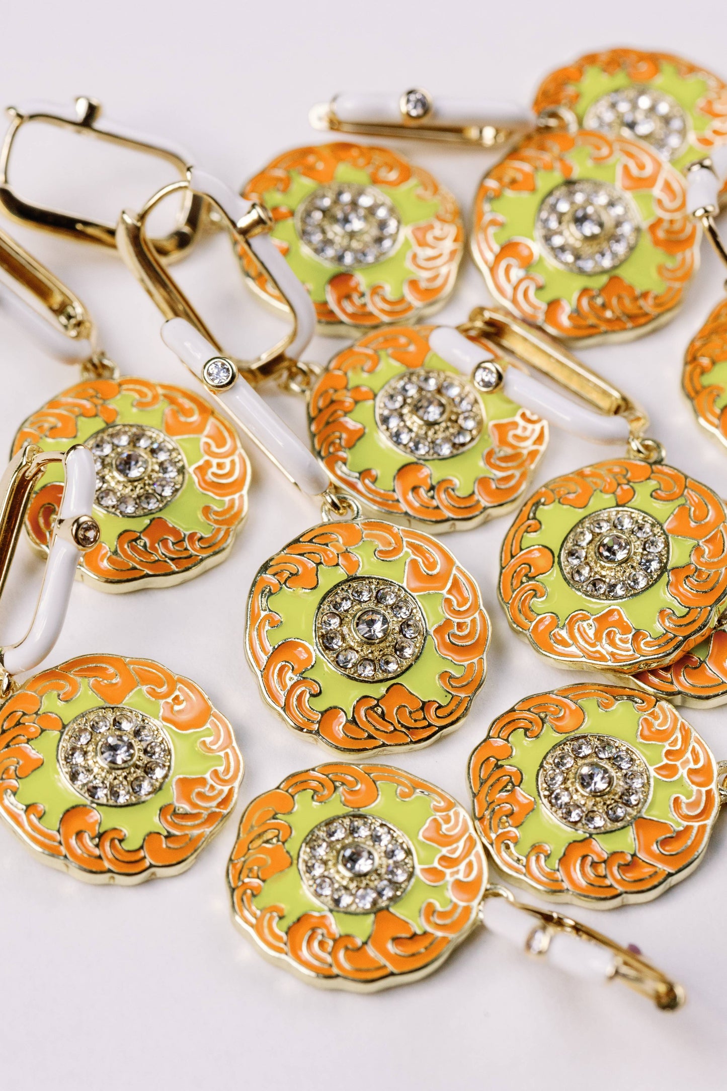 Orange Diamond Capri Tile Charm Earrings