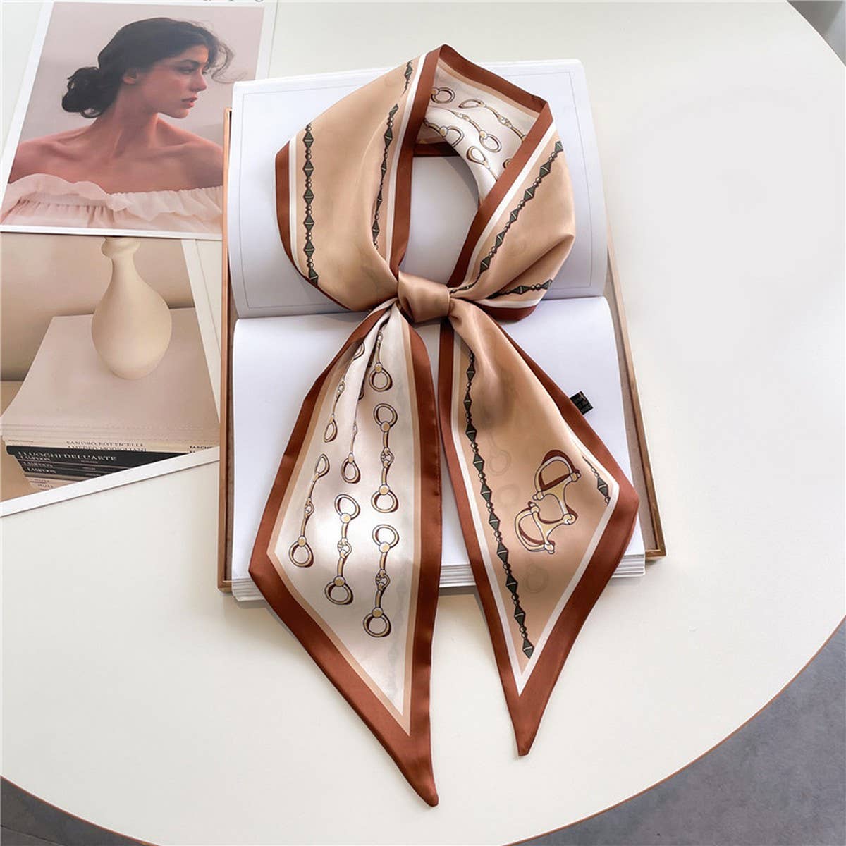 FASHIONABLE DOUBLE-LAYER RIBBON ANGLED HEAD SCARF_CWASC1515