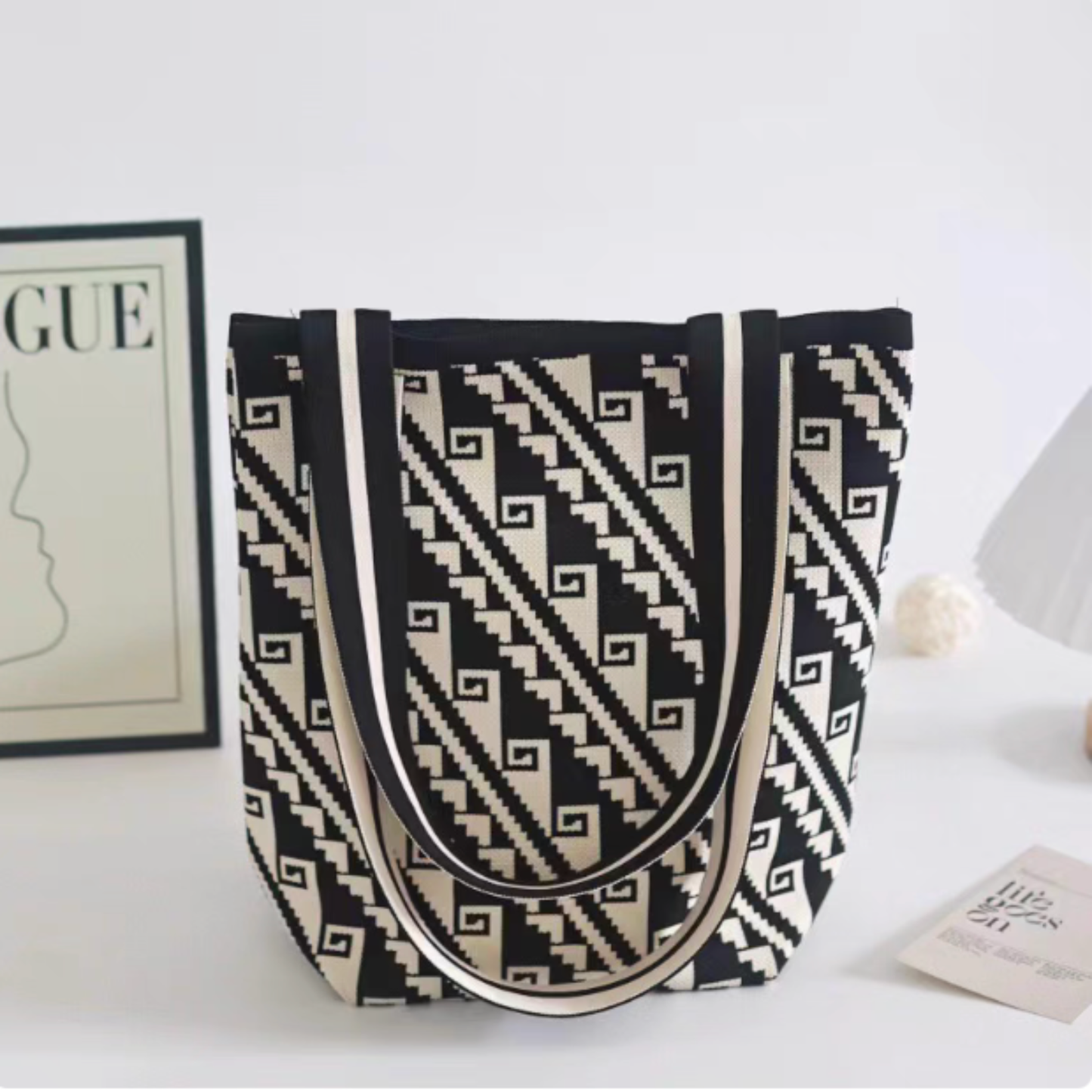 Stylish Knitted Tote Bag- Lightweight  Foldable Shopping Bag