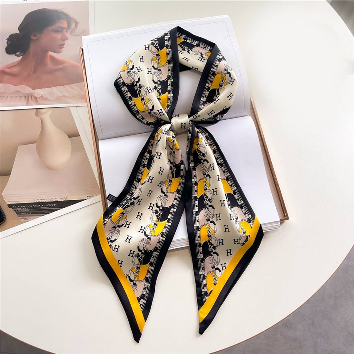 FASHIONABLE DOUBLE-LAYER RIBBON ANGLED HEAD SCARF_CWASC1515