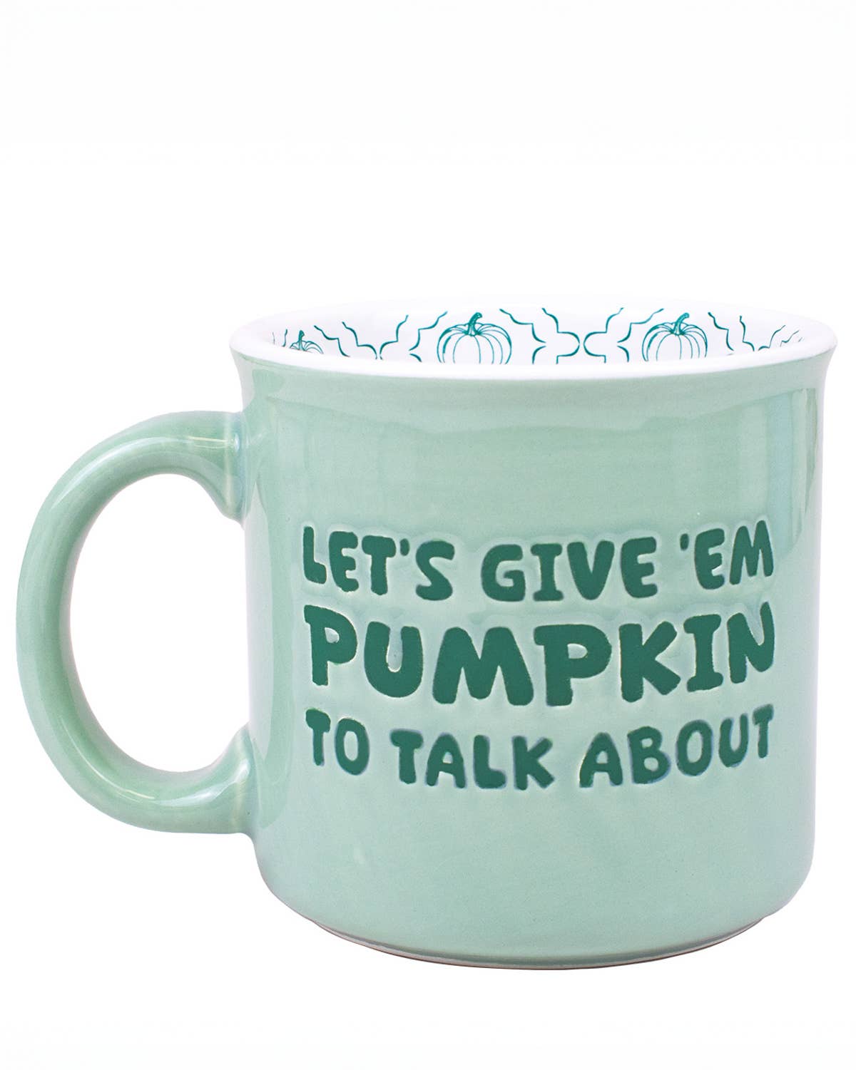 Let's Give 'Em Pumpkin Mug   Teal   140z.