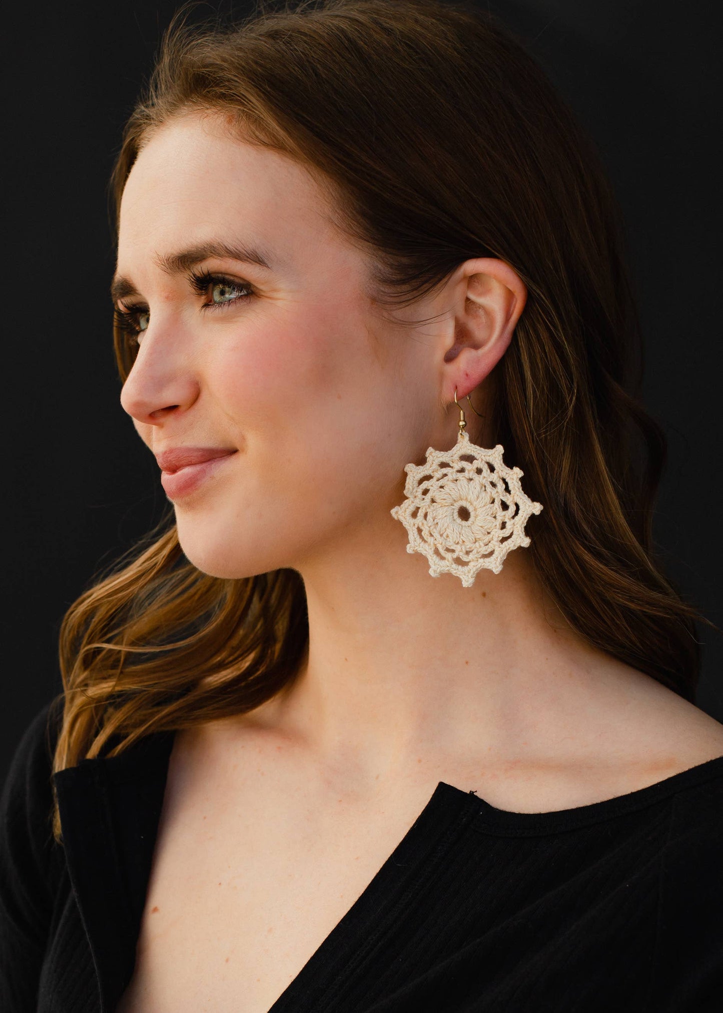 Cream Crochet Hoops